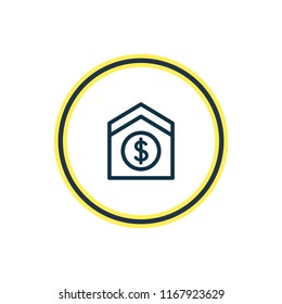 Vector illustration of sell house icon line. Beautiful construction element also can be used as property icon element.