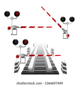 Vector illustration of a semaphore and railway rails.