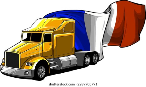 vector illustration of semi truck vector front view on white background. digital draw