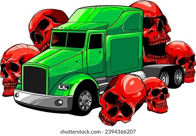 vector illustration of semi truck vector front view on white background