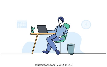 Ilustración vectorial del seminario. Piso moderno en estilo línea continua.