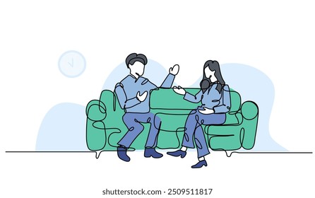 Ilustración vectorial del seminario. Piso moderno en estilo línea continua.