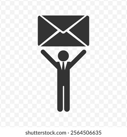 Vector illustration of sending message icon in dark color and transparent background(PNG).