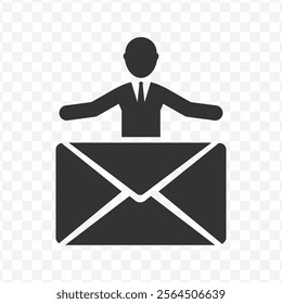 Vector illustration of sending message icon in dark color and transparent background(PNG).