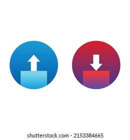 Vector illustration of sending and receiving package boxes, elements, gradient colors.