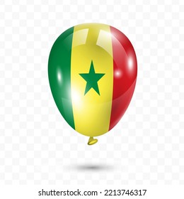 Vector illustration of Senegal country flag balloon on transparent background (PNG). Flying flag balloons for Independence Day celebrations.