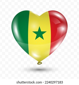 Vektorgrafik eines senegalesischen Landes Liebesballon auf transparentem Hintergrund (PNG). Fliegende Liebesballons zum Unabhängigkeitstag.