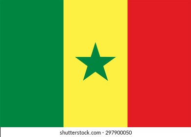 Vector illustration of senegal flag.  Rectangular national flag of  senegal. Senegalese flag