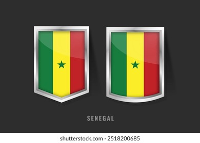 Vector Illustration of SENEGAL Label Logo. SENEGAL Badge Sign SENEGAL With Flag, Senegalese  Product Label Banners Template.