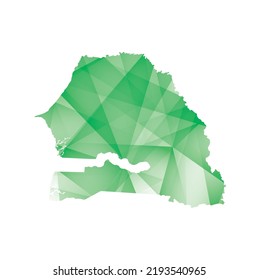 vector illustration of Senegal map with green colored geometric shapes
