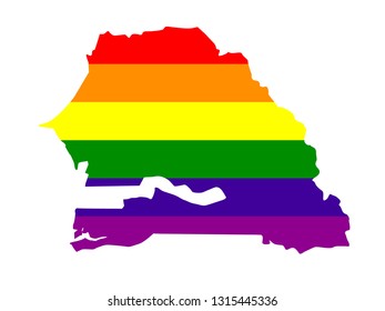 vector illustration of Senegal map with LGBT flag