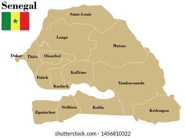 Vector illustration of Senegal provinces map
