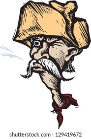 Vector illustration of a senior cowboy spitting tobacco