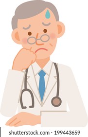 A Vector Illustration Of Senior Doctor Posing