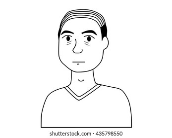 Vector illustration of a senior guy who has thinning hair does Japanese barcode hairstyle