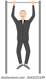 Vector illustration of a senior male in jersey doing pull-ups, Vector Illustration