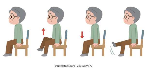 Vector illustration of a senior man exercising using a chair