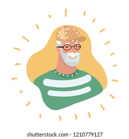 Vector Illustration of Senior man face. Elderly person. Profile Icon Male Portrait. Old gray icon charter on white background.
