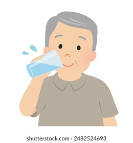 Vector illustration of a senior man hydrating with a cup