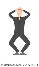 Vector illustration of a senior man in jersey doing squats, Vector Illustration
