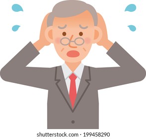 A vector illustration of senior office worker posing