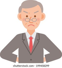 A vector illustration of senior office worker posing