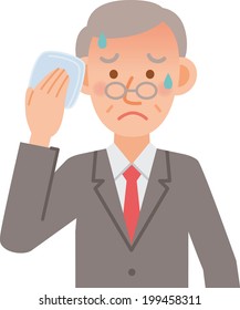A vector illustration of senior office worker posing