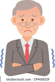 A vector illustration of senior office worker posing