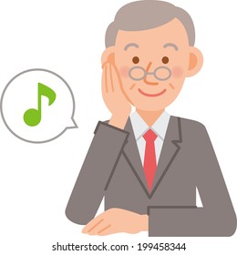 A vector illustration of senior office worker posing