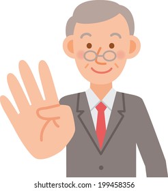 A vector illustration of senior office worker posing