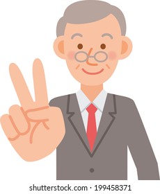 A vector illustration of senior office worker posing