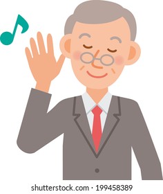 A vector illustration of senior office worker posing