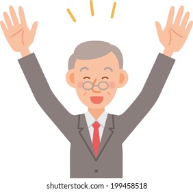 A vector illustration of senior office worker posing