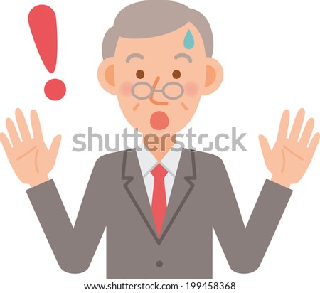 A vector illustration of senior office worker posing