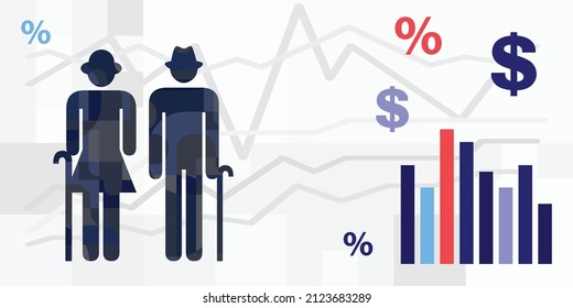 Vector Illustration Of Senior People And Financial Literacy And Management For Adults