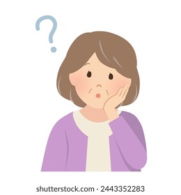 Vector illustration of a senior woman feeling doubts