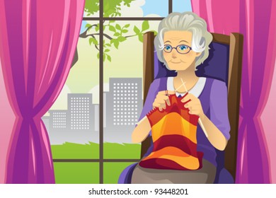 936 Grandma knitting vector Images, Stock Photos & Vectors | Shutterstock