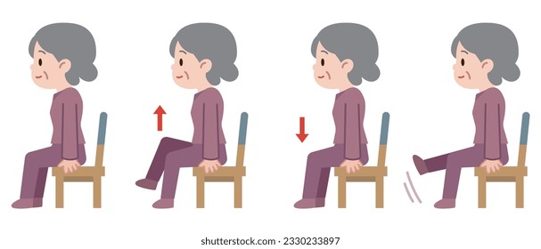 Vector illustration of a senior woman who hurt her back from sitting for a long time