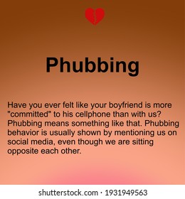 Vektorgrafik eines Satzes unter Annahme von Phubbing. Phubbing ist heutzutage eine der beliebtesten Dating-Begriffe.