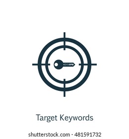 Vector Illustration Of SEO, Marketing And Advertising Icon On Target Keywords In Trendy Flat Style. SEO, Marketing And Advertising Isolated Icon For Web, Mobile And Infographics Design, EPS10.