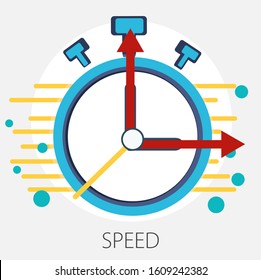 Vector illustration of seo - search engine with "speed optimization" research and development concept.
