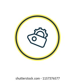 Vector illustration of SEO tag icon line. Beautiful marketing element also can be used as discount with gear icon element.