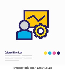 Vector illustration of SEO training icon colored line. Beautiful marketing element also can be used as development seminar icon element.