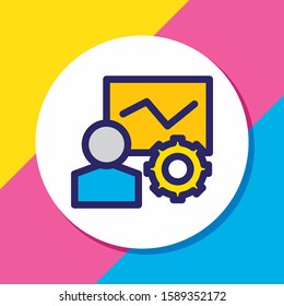 Vector illustration of SEO training icon colored line. Beautiful advertisement element also can be used as development seminar icon element.