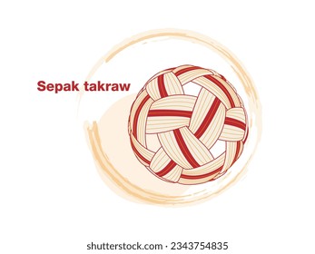 Ilustración vectorial de la pelota sepak takraw. Icono Sepak Takraw bola, logo deportivo. Diseño plano de bola de Takraw.