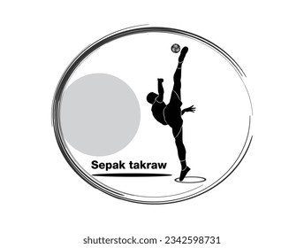 Vector illustration of sepak takraw. players takraw and football sports logo design vector icon illustration