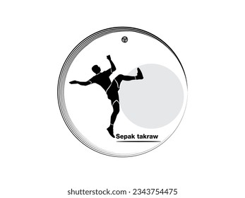 Vector illustration of sepak takraw. players takraw and football sports logo design vector icon illustration