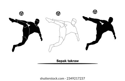 Vector illustration of sepak takraw. players takraw.