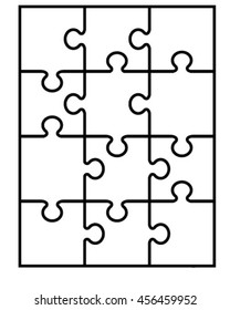 Vector illustration of separate pieces of white puzzle 