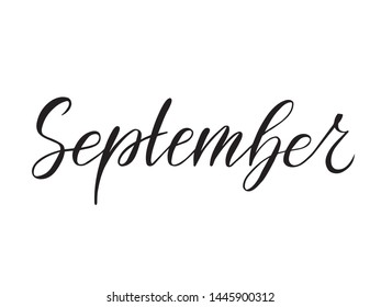 Vector Illustration September Text Handwritten Modern Stock Vector ...
